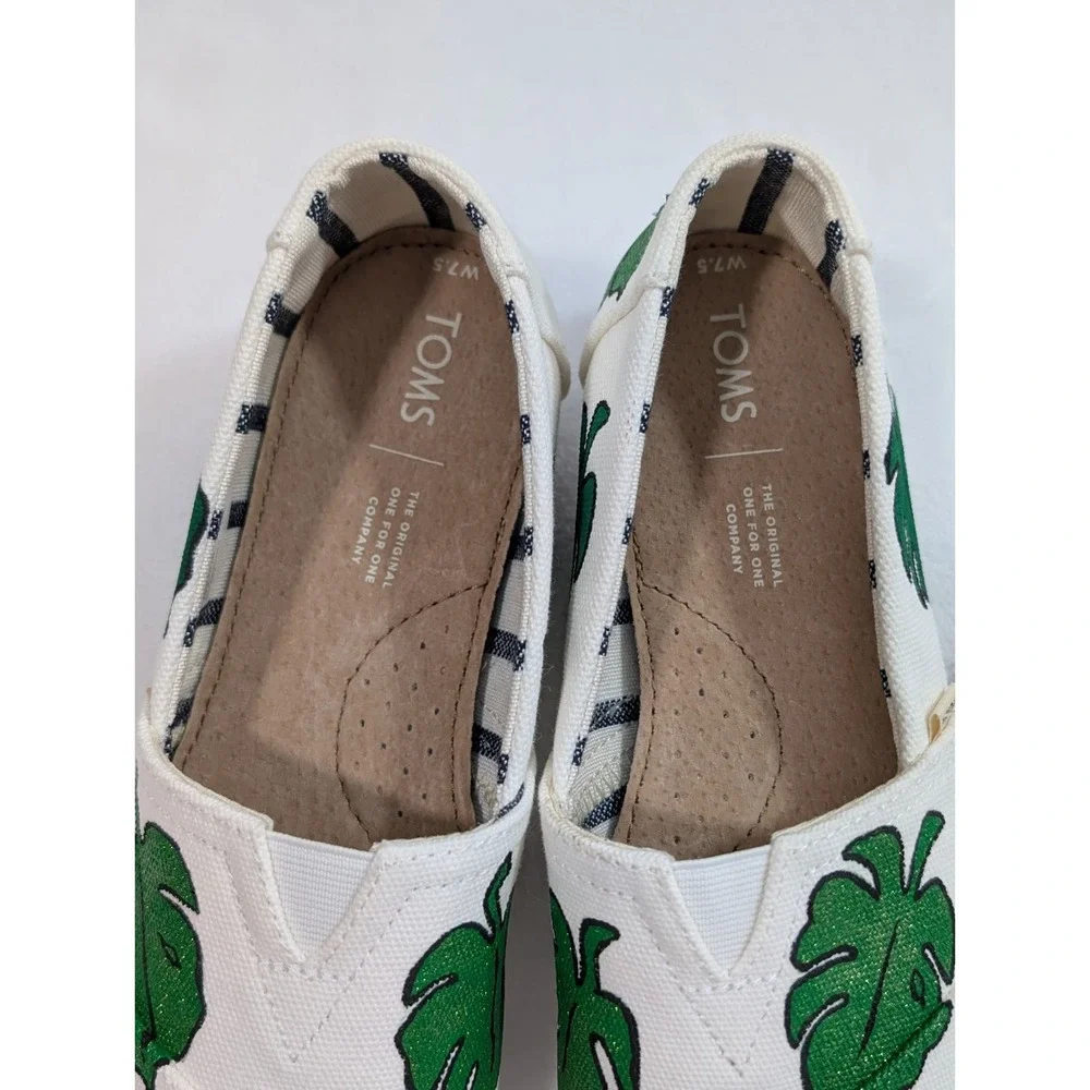 NEW Custom Hand Painted Tom Monstera Leaves Venice Collection Slip On Shoes 7.5‎ - Picture 3 of 12